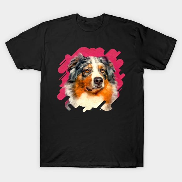 Australian Shepherd - Blue Merle Portrait T-Shirt by Nartissima